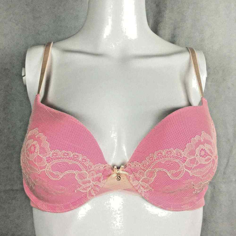 Victoria's Secret Bra Womens Sz 34C Pink Lace Lined Demi Double T-Shirt